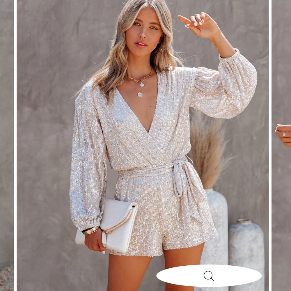 Vici Collection Eye Candy Sequin Romper, Size L
